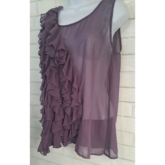 Rue 21 Blouse Women's Size Medium Purple Sheer Sleeveless Round Neck Cocktail - Picture 2 of 4